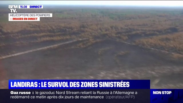 Incendies en Gironde: les images des zones ravagées par les flammes à Landiras