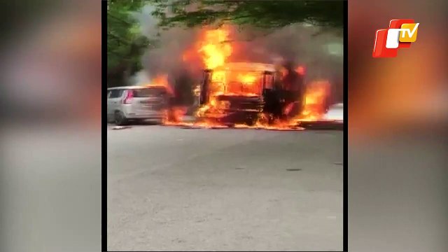 School Bus Bursts Into Flames | Narrow Escape For Children