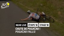 Pogacar chute et se relève tout de suite ! / Pogacar falls and immediately gets back up! - Étape 18 / Stage 18 - #TDF2022