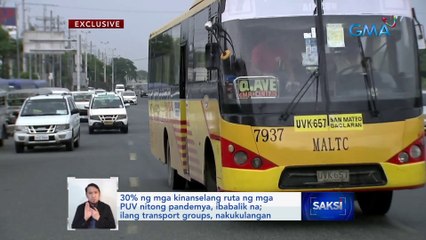 30% ng mga kinanselang ruta ng mga PUV nitong pandemya, ibabalik na; ilang transport groups, nakukulangan | Saksi