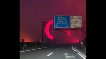 İspanya'da orman yangınları, alevler arasında kalan otoyolda araçlardan görüntülendi