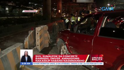 SUV, sumalpok sa concrete barriers; Driver aminadong nakaindlip habang nagmamaneho | UB