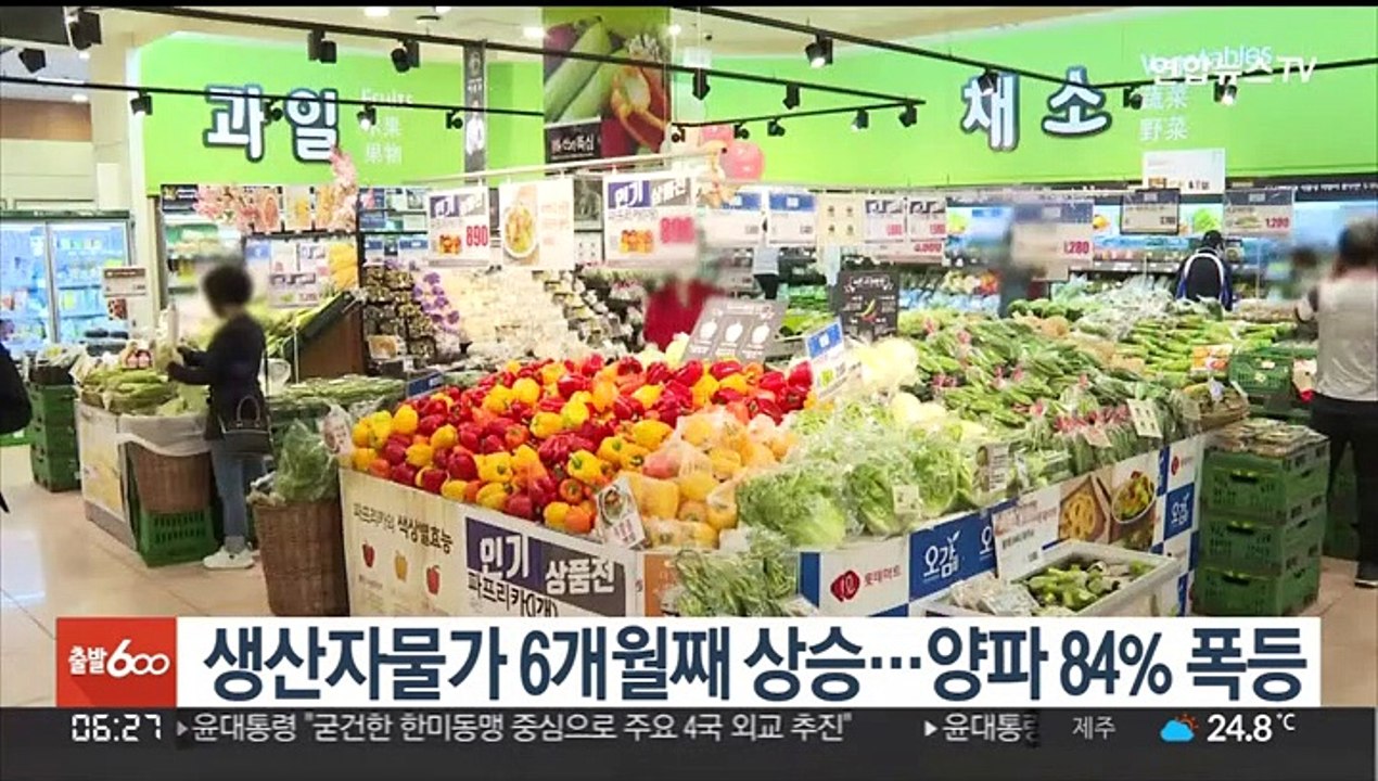 생산자물가 6개월째 상승…양파 84% 폭등