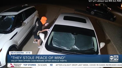 Valley man offers cash reward after vehicle thefts