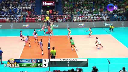 CSB recovers from a slow start to take the lead in Set 1 over AU, 8-7!