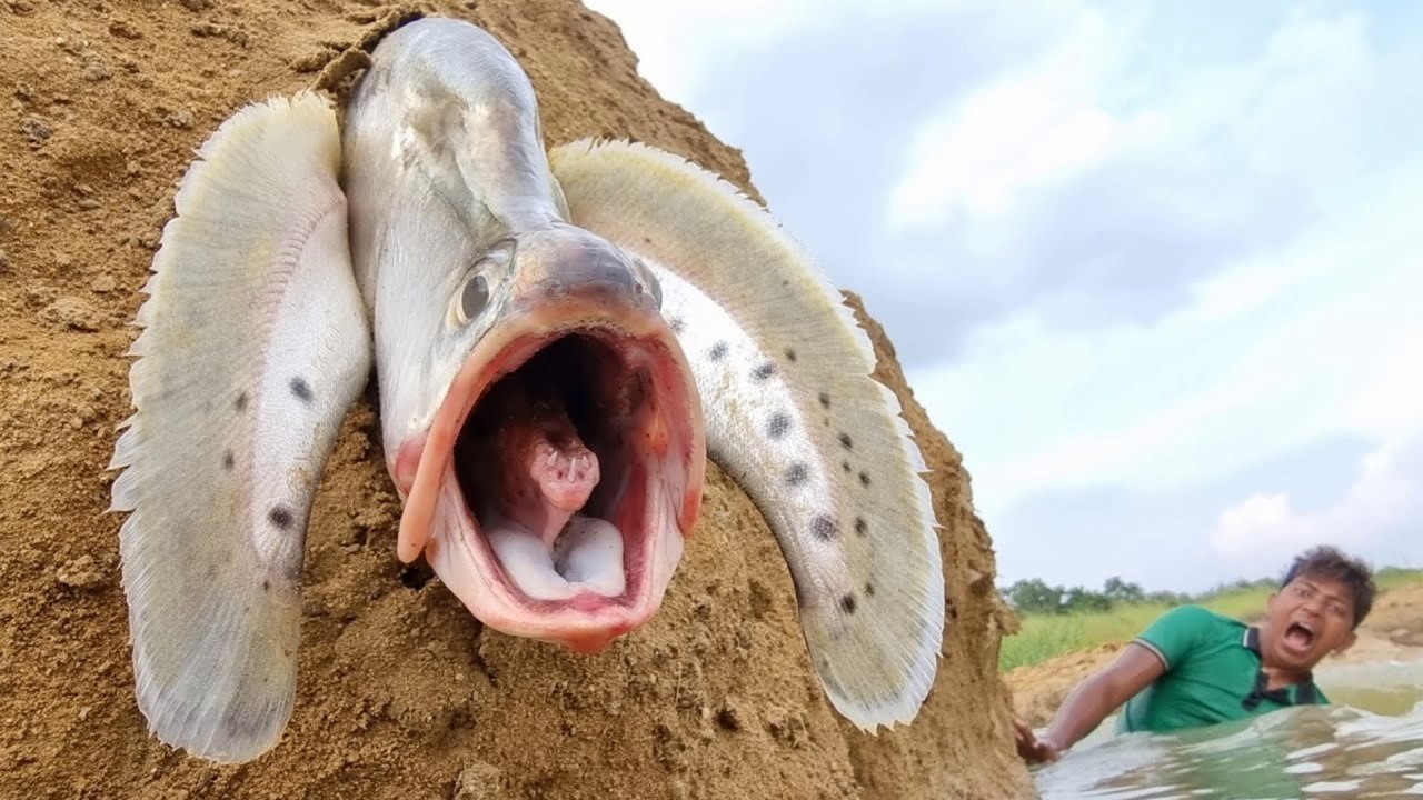 How it's possible Big Fish stuck in dry River Hill Fisherman meet and ...