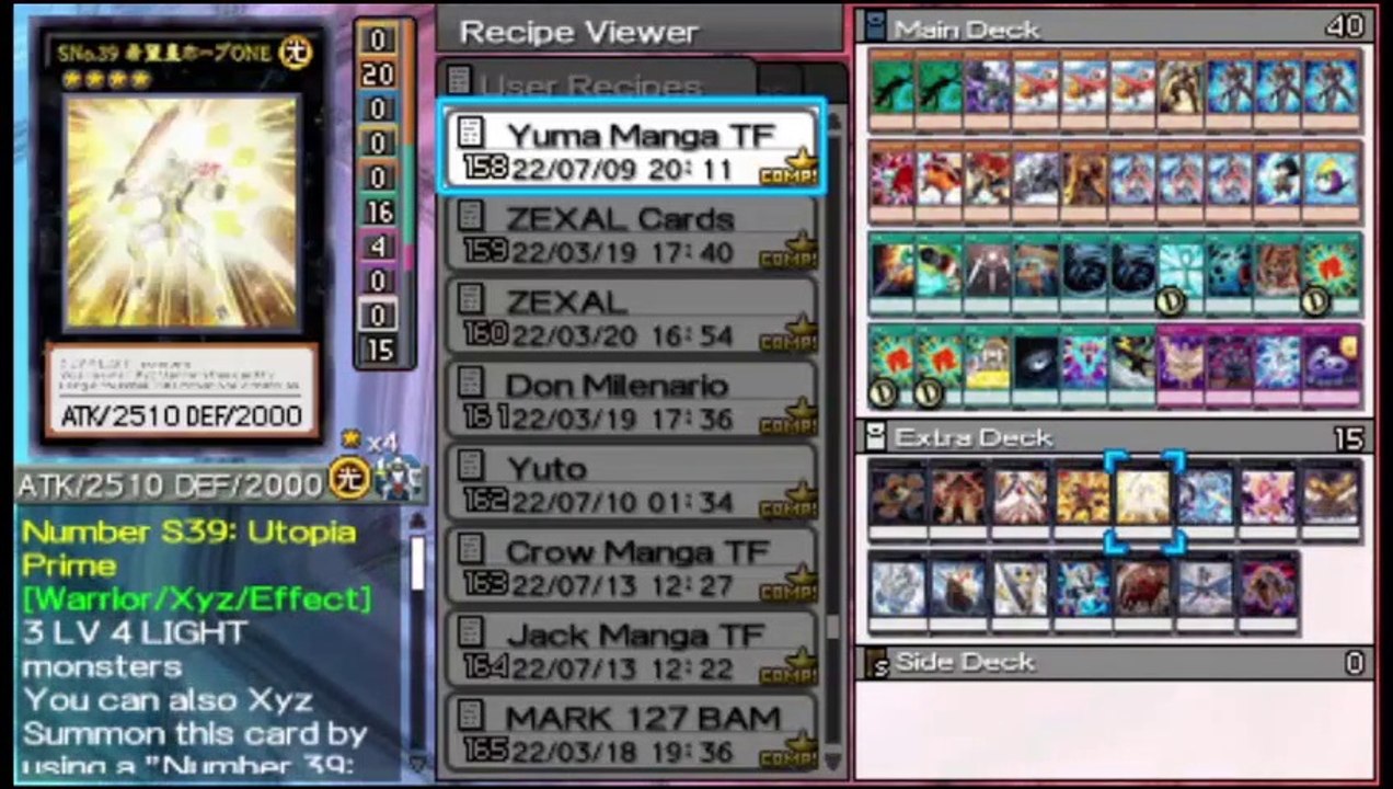 Yu-Gi-Oh! ARC-V Tag Force Special  - Yuma Tsukumo (Manga y Videojuegos) Deck Profile #zexal