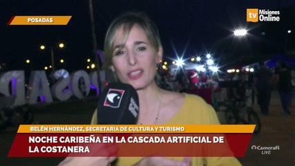 Noche caribeña en la cascada artificial de la costanera