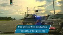 Mujer atropella a policía e intenta huir para evitar ser arrestada