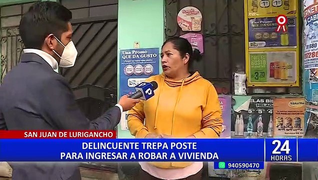 SJL: ladrón trepa poste como el 'Hombre araña' y roba zapatillas de una vivienda