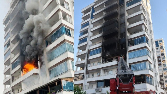Adana’da 10 katlı apartmanda korkutan yangın