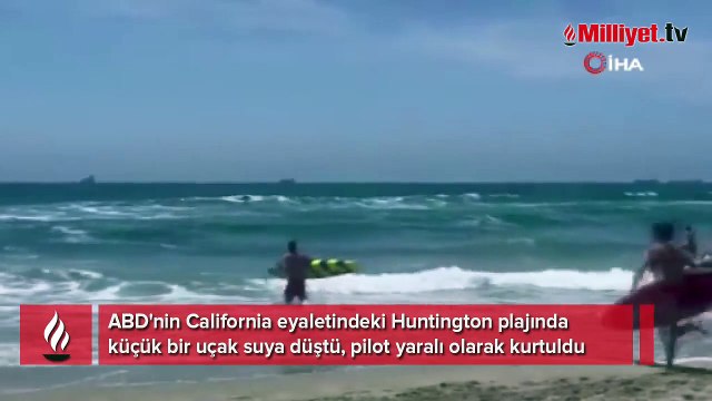 ABD'de denize düşen küçük uçak plaja sürüklendi