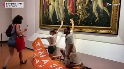 Italian climate activists glue their hands to a Botticelli painting