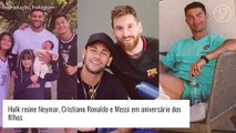 Hulk reúne Neymar, Cristiano Ronaldo e Messi em surpresa de aniversário para os filhos: 'Melhores do mundo'