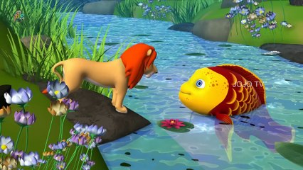 Lion and Giant Fish Story | 3D Hindi Moral Stories Kahaniya for Kids | JOJO TV