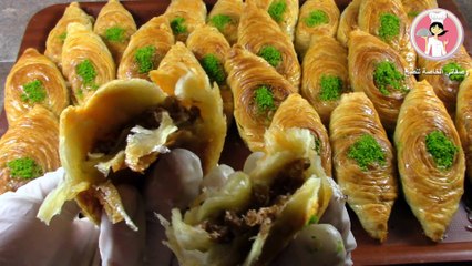 شعيبيات مورقة بحشوة الجوز والقشطة طريقة عمل الشعيبيات بالتفصيل طعم ولا اروع مع رباح