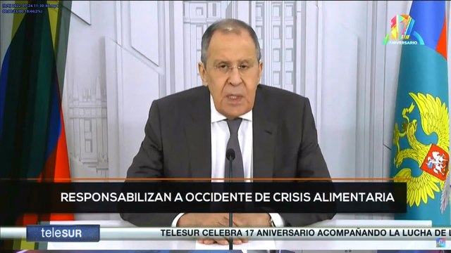 teleSUR Noticias 11:30 24-07: Rusia responsabiliza a Occidente de crisis alimentaria global