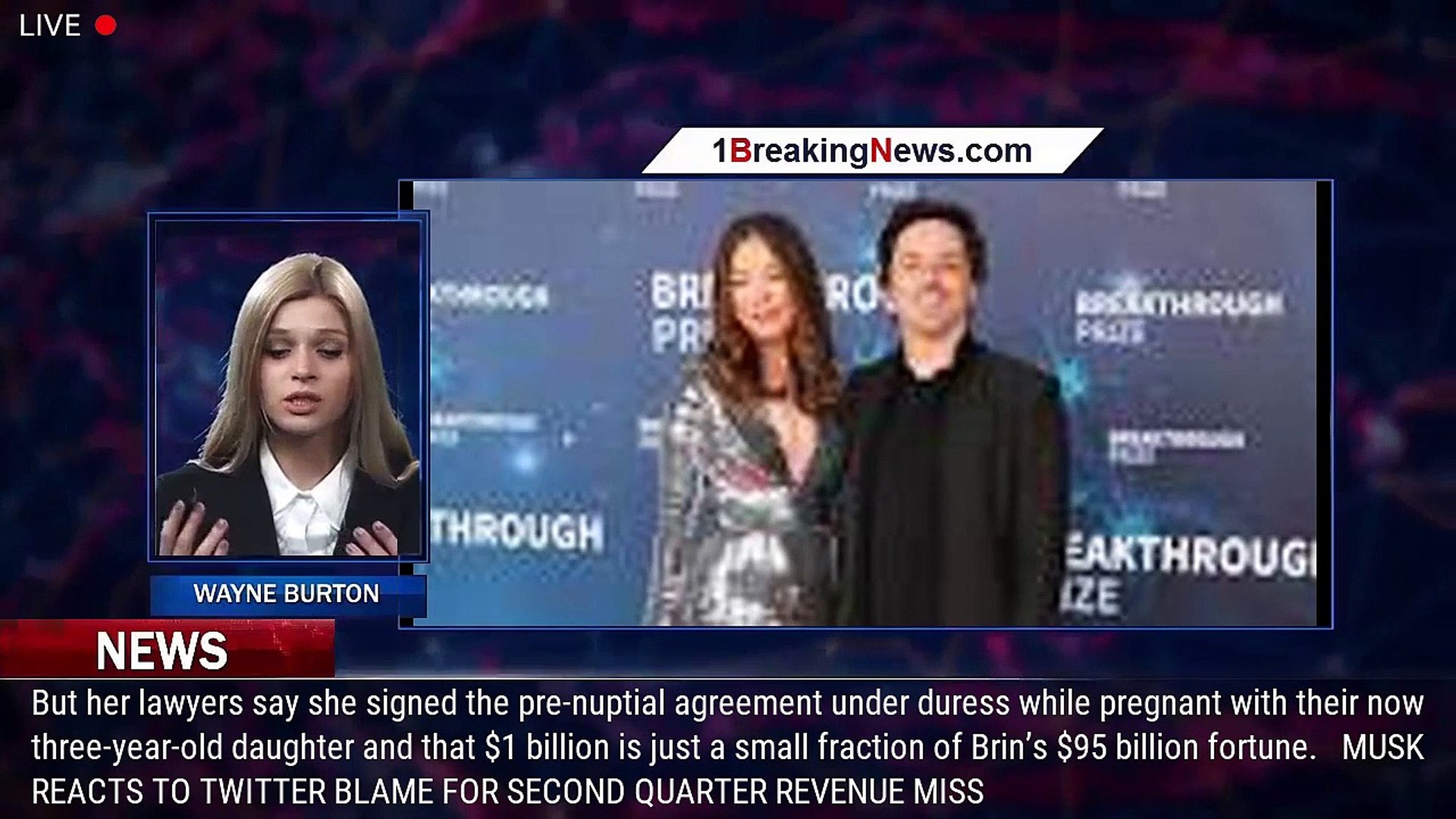 ⁣Elon Musk alleged affair with Google co-founder's wife prompted divorce: report - 1breakingnews