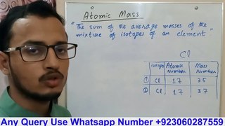 Atomic Mass explain in easy way Hindi and Urdu, 9th Class Sindh Board Karachi, Chemistry new book