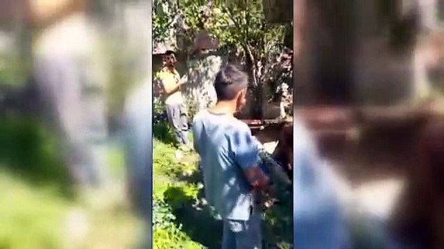 Su kuyusuna düşen inek iş makinesi ile kurtarıldı