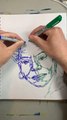 Timelapse of Ambidextrous Artist Drawing Portrait of Woman