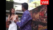 Poonam Pandey Looks Adorable In A Mini White Stripes Dress