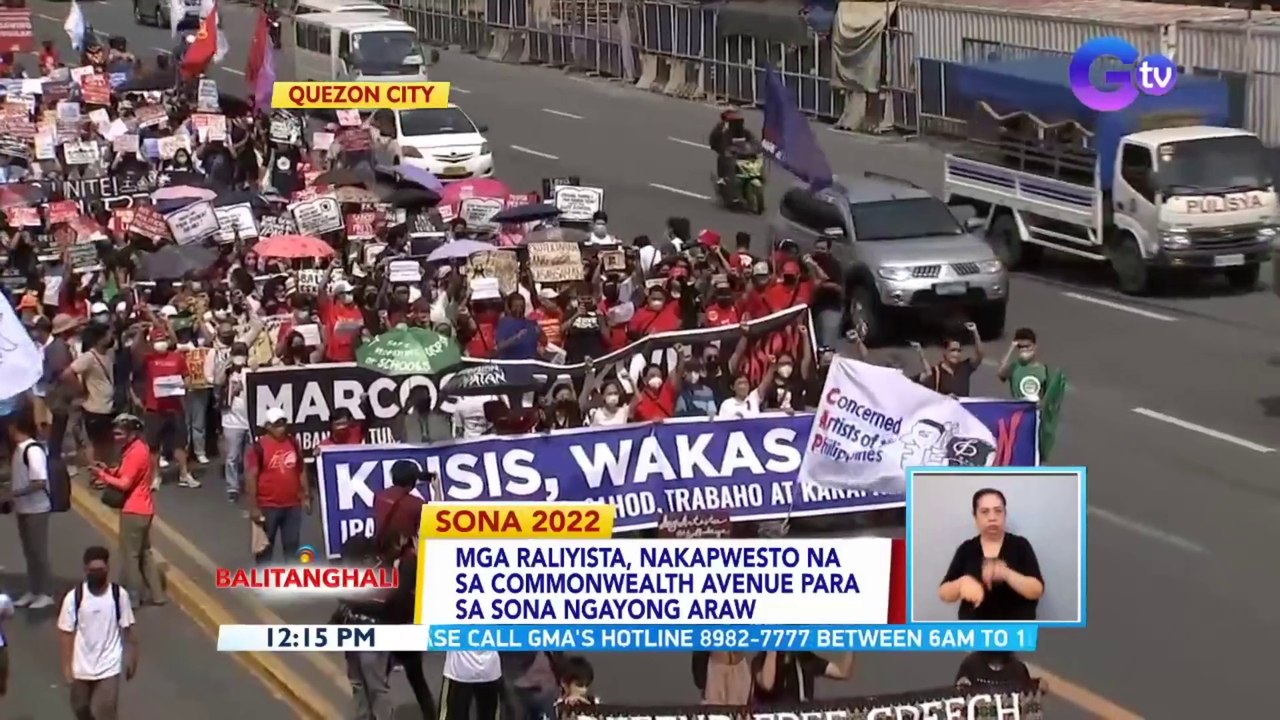 Mga raliyista, nakapwesto na sa Commonwealth Avenue para sa SONA ngayong araw | BT
