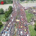 Large number of Kanwariyas gathered at Haridwar, Uttarakhand as part of the ongoing Kanwar Yatra