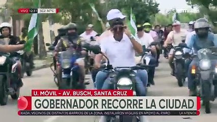 El gobernador Camacho recorre en moto los distintos puntos de bloqueo