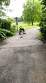 Man Apparently Falls Asleep While Riding Bike