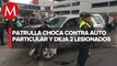 Patrulla choca contra vehículo en alcaldía Cuauhtémoc, en CdMx