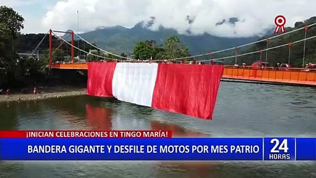 Tingo María: ¡Arriba Perú! Colocan bandera gigante en Puente Huallaga