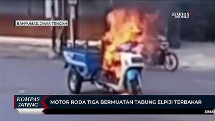Motor Roda Tiga Bermuatan Tabung Elpiji di Purwokerto Terbakar
