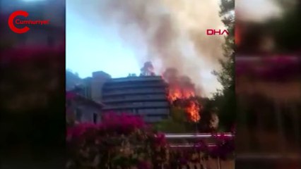 Marmaris'te otelin yanma anı kamerada