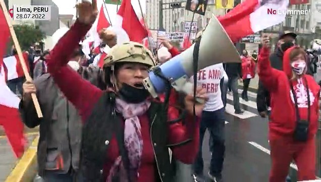 Démissionne, corrompu ! manifestation contre le Premier ministre péruvien Pedro Castillo