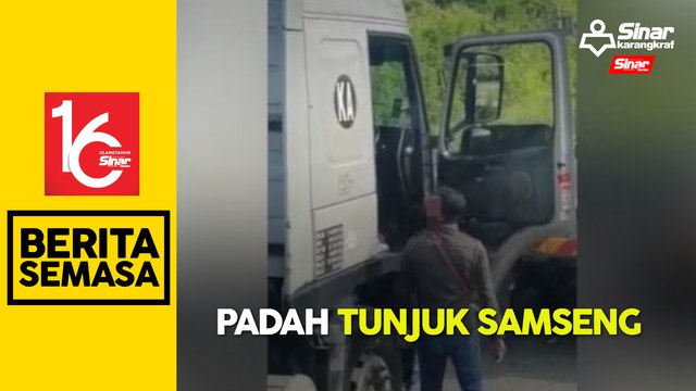 Pemandu lori samseng acu pisau ditahan polis