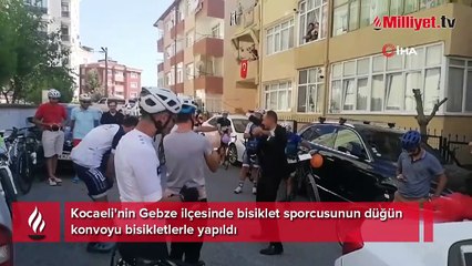 Bisikletli düğün konvoyu