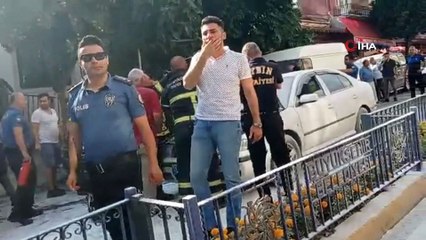 Seyir halinde alev alan otomobilin söndürülme anı kamerada