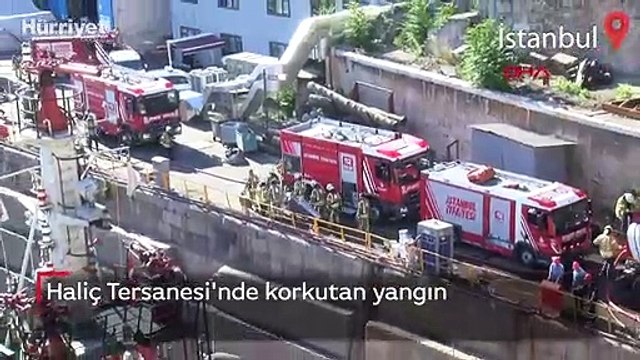 Haliç Tersanesi'nde korkutan yangın