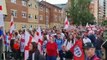 Watch thousands of jubilant England fans sing their way to Bramall Lane for the Euro 2022 semi-final