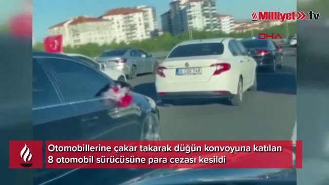 Düğün konvoyuna 'çakarlı' otomobille katılan 8 şoföre para cezası