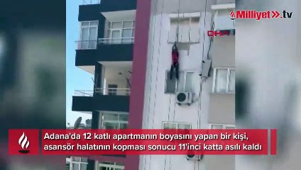 Yürekler ağza geldi! 11'inci katta asılı kaldı