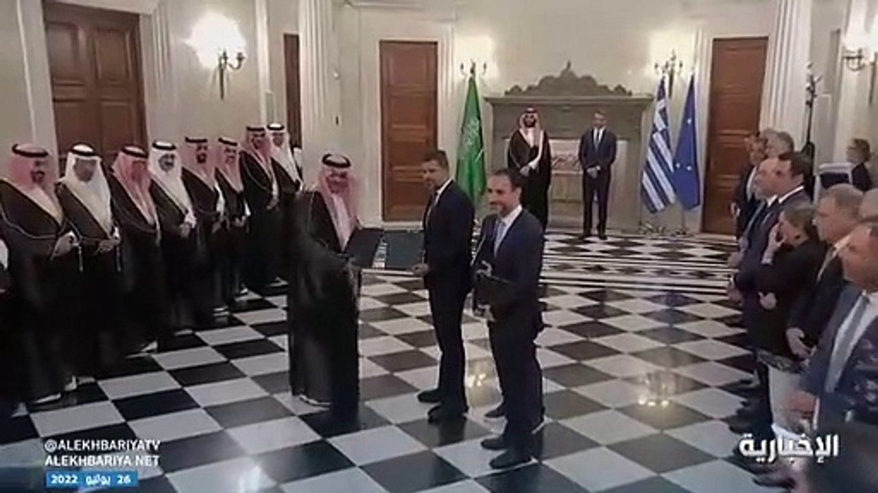 فيديو مذكرة تفاهم في مجال إنشاء الكابل البحري بين المملكة واليونان - - الإخبارية - ولي_العهد_في_اليونان