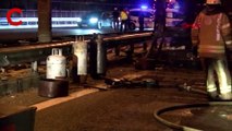 Faciadan dönüldü: TEM Otoyolu'nda 'oksijen tüpü' yüklü kamyon yandı