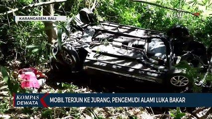 Mobil Terjun Ke Jurang, Supir Alami Luka Bakar