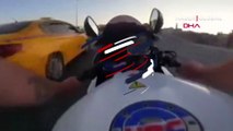 Motosikletlinin ölümüyle sonuçlanan feci kaza anı kask kamerasında