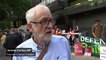 Jeremy Corbyn joins picket at London Euston station
