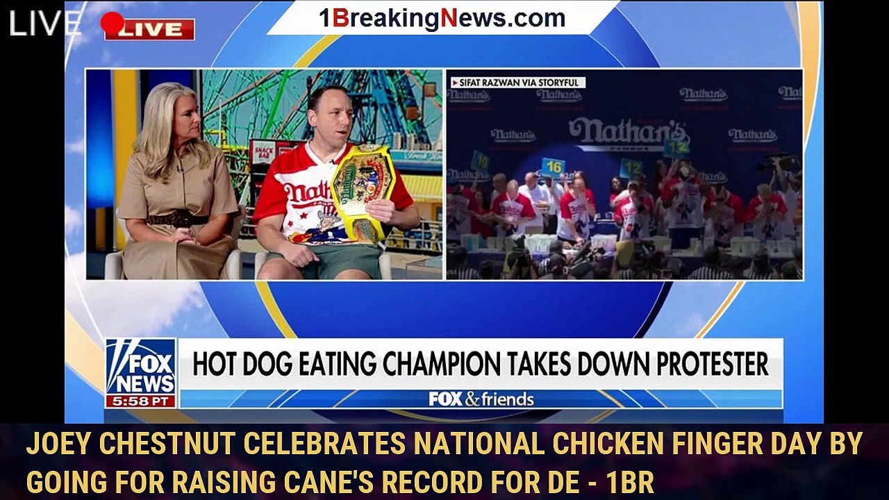 Joey Chestnut celebrates National Chicken Finger Day by going for