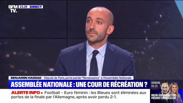 Vif échange entre Louis Boyard, député Nupes-LFI, et Benjamin Haddad, député Renaissance, à propos de la résolution qualifiant le régime israélien d'apartheid