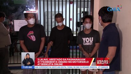 3 lalaki, arestado sa pagnanakaw at pagbebenta umano ng motorsiklo at bisikleta online | UB